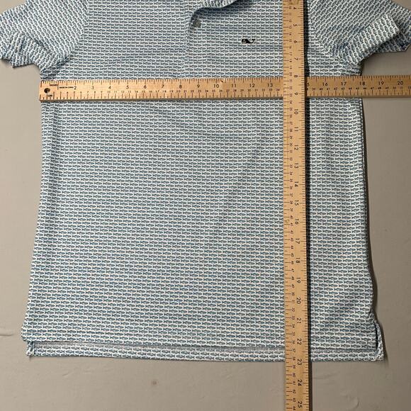 Vineyard Vines Women Polo Shirt M Blue Striped Sankaty On The Go Performance - Picture 6 of 8